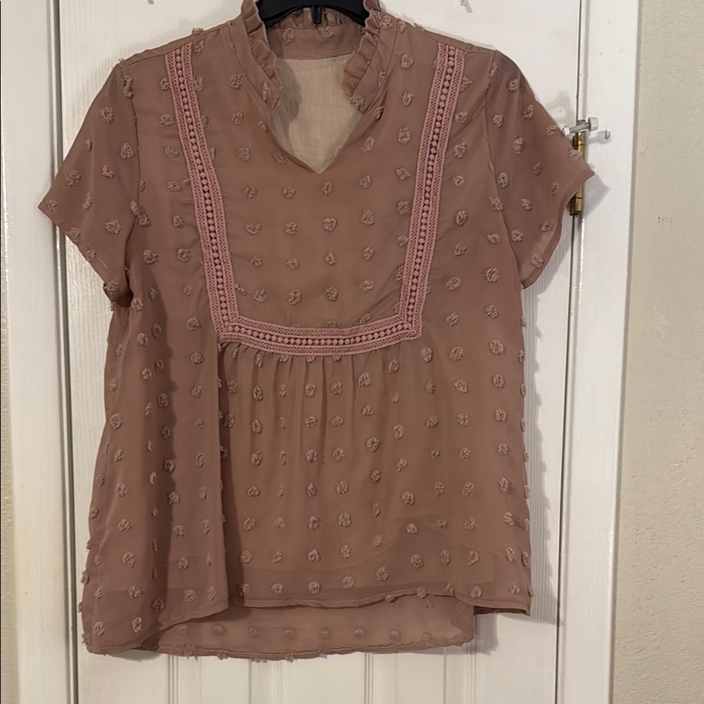 Chic Blush Blouse with Textured Details